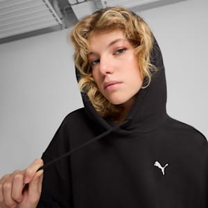 Sudadera corta relajada con capucha para mujer Wardrobe Essentials, PUMA Black, extralarge