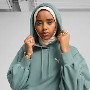 Wardrobe Essentials Women's Relaxed Cropped Hoodie, Green Moon, extralarge