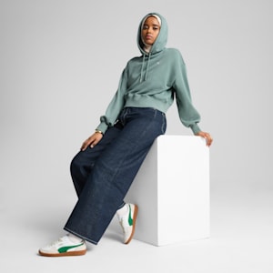 Wardrobe Essentials Women's Relaxed Cropped Hoodie, Green Moon, extralarge