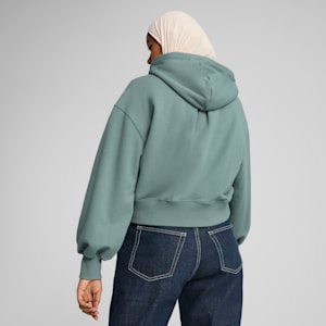 Wardrobe Essentials Women's Relaxed Cropped Hoodie, Green Moon, extralarge