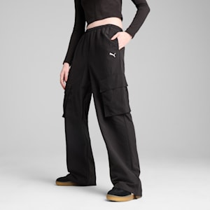Pants cargo WARDROBE Essentials para mujer, PUMA Black, extralarge