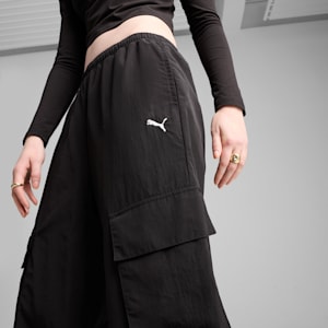 Pants cargo WARDROBE Essentials para mujer, PUMA Black, extralarge
