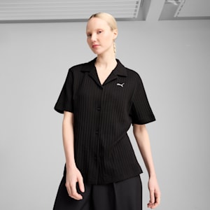 Camisa Pointelle para mujer WARDROBE ESSENTIALS, PUMA Black, extralarge