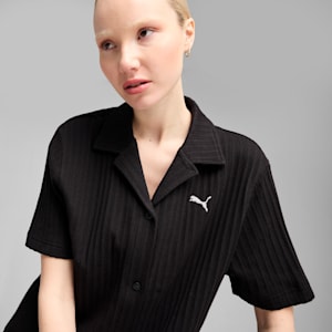 Camisa Pointelle para mujer WARDROBE ESSENTIALS, PUMA Black, extralarge