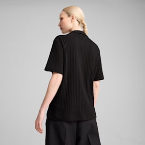 WARDROBE ESSENTIALS Women's Pointelle Shirt, PUMA Black, extralarge