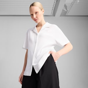 Camisa Pointelle para mujer WARDROBE ESSENTIALS, PUMA White, extralarge