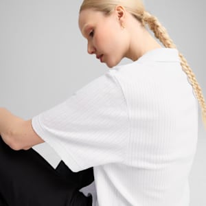Camisa Pointelle para mujer WARDROBE ESSENTIALS, PUMA White, extralarge