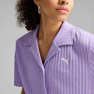 Camisa Pointelle para mujer WARDROBE ESSENTIALS, Lavender Alert, extralarge