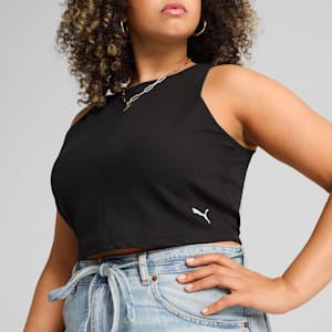 Wardrobe Essentials Women's Ribbed Crop Top, PUMA Black, extralarge