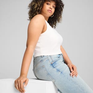Wardrobe Essentials Women's Ribbed Crop Top, PUMA White, extralarge