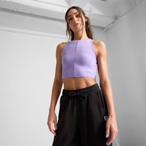 Wardrobe Essentials Women's Ribbed Crop Top, Lavender Alert, extralarge