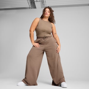Wardrobe Essentials Women's Ribbed Crop Top, Totally Taupe, extralarge