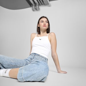 WARDROBE Essentials Women's Ribbed Tank Top, PUMA White, extralarge-IND