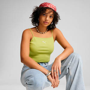 Playera acanalada sin mangas para mujer WARDROBE ESSENTIALS, Sea Kelp, extralarge