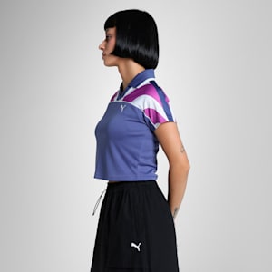 FUTURE..ARCHIVE Women's Slim Fit Crop Football Jersey, Blue Crystal-Wild Berry, extralarge-IND