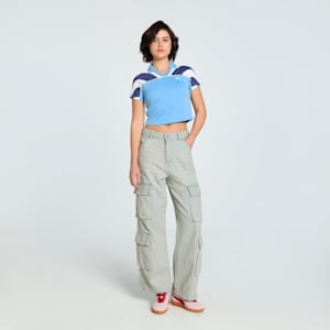 FUTURE..ARCHIVE Women's Slim Fit Crop Football Jersey, Team Light Blue-Blue Crystal, extralarge-IND