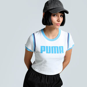 FUTURE..ARCHIVE Graphic Women's Slim Fit Crop Tee, PUMA White, extralarge-IND