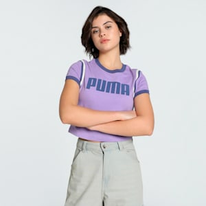 FUTURE..ARCHIVE Graphic Women's Slim Fit Crop Tee, Lavender Alert, extralarge-IND