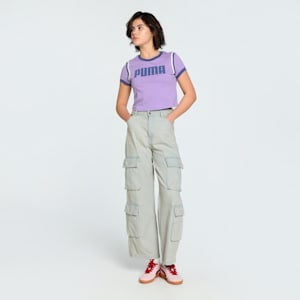 FUTURE..ARCHIVE Graphic Women's Slim Fit Crop Tee, Lavender Alert, extralarge-IND