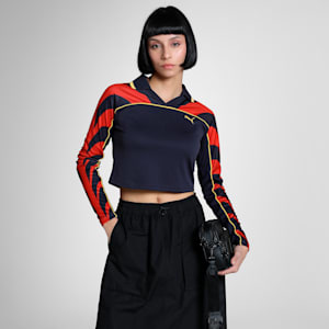 Road To Unity Women's Slim Fit Football Jersey Crop Tee, New Navy, extralarge-IND
