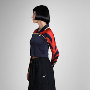Road To Unity Women's Slim Fit Football Jersey Crop Tee, New Navy, extralarge-IND
