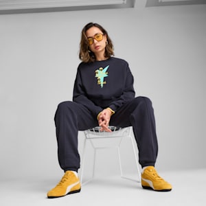 ROAD TO UNITY Women's Oversized Crew Sweatshirt, New Navy, extralarge