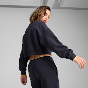 ROAD TO UNITY Women's Oversized Crew Sweatshirt, New Navy, extralarge