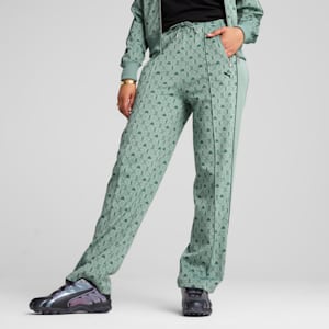 Road To Unity Women's Printed Straight Track Pants, Green Moon-AOP, extralarge-IND