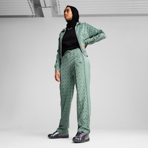 Road To Unity Women's Printed Straight Track Pants, Green Moon-AOP, extralarge-IND