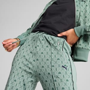 Road To Unity Women's Printed Straight Track Pants, Green Moon-AOP, extralarge-IND