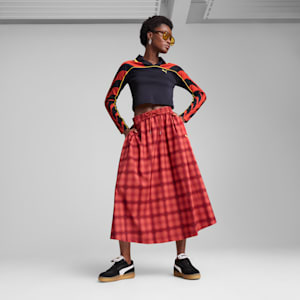 Jupe plissée mi-longue tissée ROAD TO UNITY Femme, Red Fire, extralarge