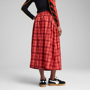 Road To Unity Women's Woven Midi Printed Pleated Skirt, Red Fire, extralarge-IND