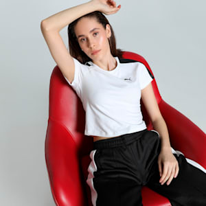 T7 Women's Slim Fit Crop Tee, PUMA White, extralarge-IND