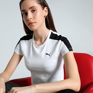 T7 Women's Slim Fit Crop Tee, PUMA White, extralarge-IND