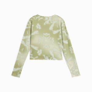 Playera de manga larga para mujer DARE TO, Pistachio Green-AOP, extralarge