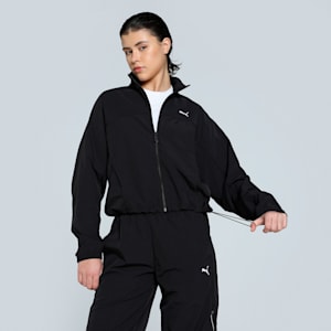 DARE TO Women's Oversized Zip-Off Woven Jacket, PUMA Black, extralarge-IND
