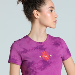 WARDROBE Essentials FLORAL PACK Women's Slim Fit Washed Graphic Crop Tee, Wild Berry, extralarge-IND