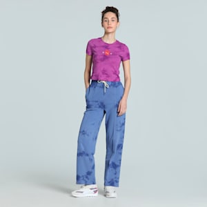 WARDROBE Essentials FLORAL PACK Women's Slim Fit Washed Graphic Crop Tee, Wild Berry, extralarge-IND