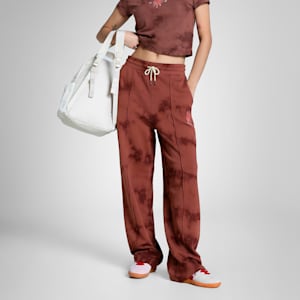 WARDROBE Essentials FLORAL PACK Women's Washed Straight Sweatpants, Chocotart, extralarge-IND