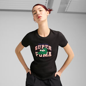 Playera SUPER PUMA GRAPHICS para mujer, PUMA Black, extralarge