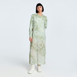 DARE TO Mesh Column Women's Relaxed Fit Dress, Pistachio Green-AOP, extralarge-IND