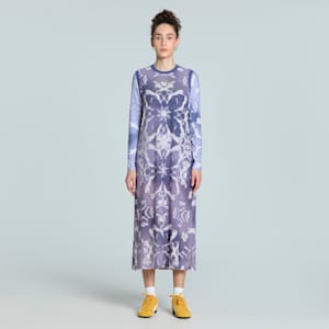 DARE TO Mesh Column Women's Relaxed Fit Dress, Cool Weather-AOP, extralarge-IND