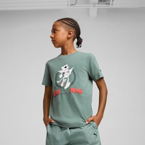 SUPER PUMA Big Kids' Graphic Tee I, Green Moon, extralarge