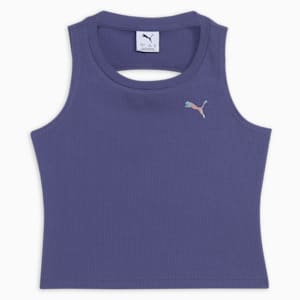 BUTTERFLY VIBE Youth Slim Fit Ribbed Tank Top, Blue Crystal, extralarge-IND