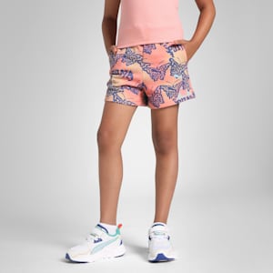 Butterfly Vibe Youth High Waist Shorts, Blue Crystal, extralarge-IND