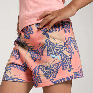 Butterfly Vibe Youth High Waist Shorts, Blue Crystal, extralarge-IND