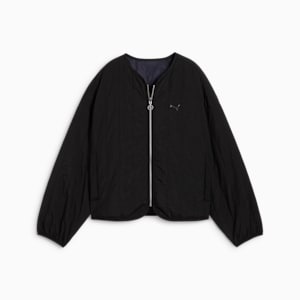Wardrobe Essentials Women's Relaxed Reversible Liner Jacket, PUMA Black, extralarge