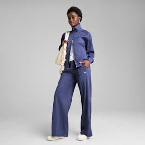 T7 Women's Relaxed Fit Track Jacket, Blue Crystal, extralarge-IND