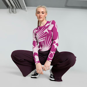 CLASSICS ARTISANAL Women's Slim Fit Crop Tee, Magenta Gleam, extralarge-IND