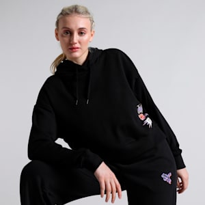 CLASSICS BRAND LOVE Women's Relaxed Fit Hoodie, PUMA Black, extralarge-IND